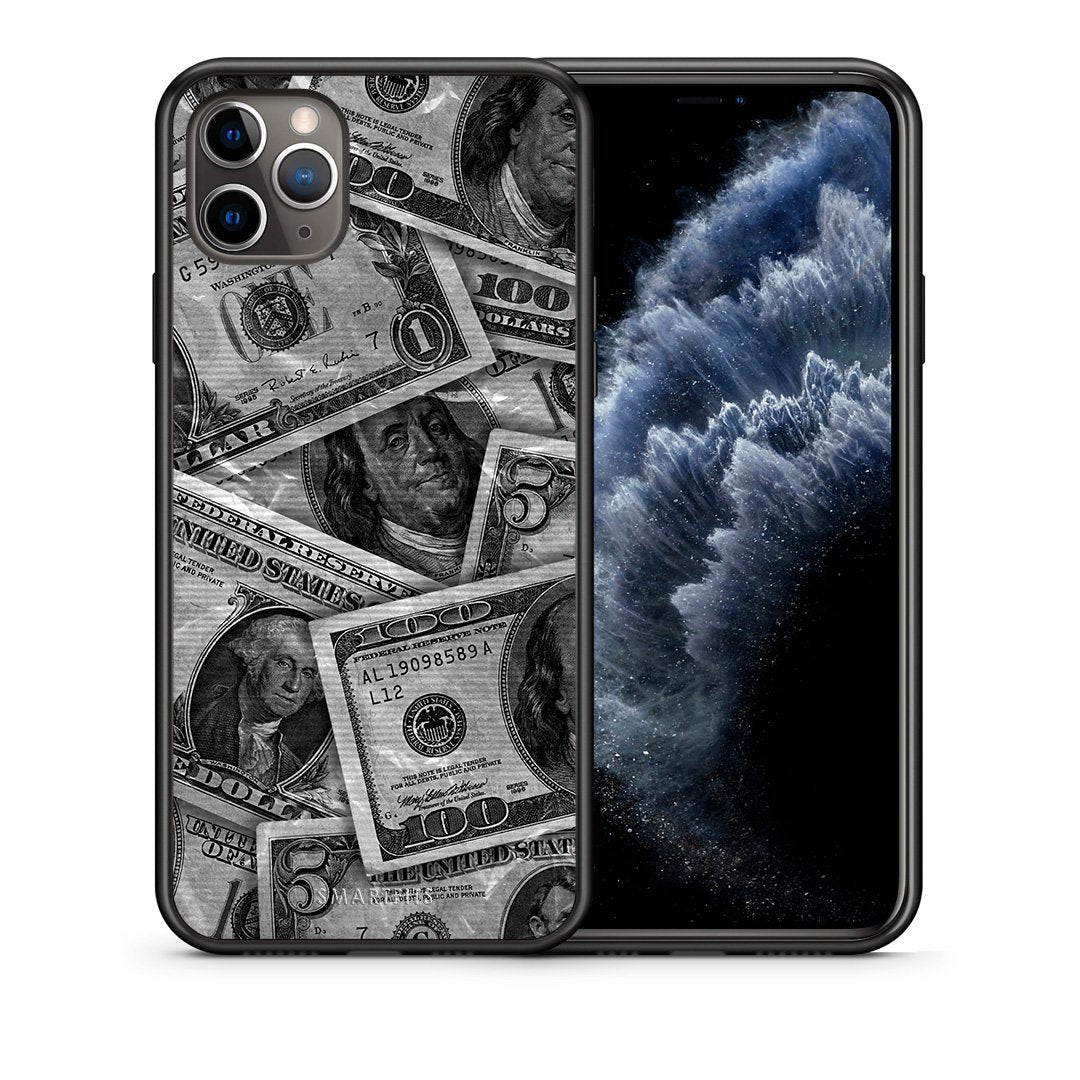 Θήκη iPhone 11 Pro Max Money Dollars από τη Smartfits με σχέδιο στο πίσω μέρος και μαύρο περίβλημα | iPhone 11 Pro Max Money Dollars case with colorful back and black bezels