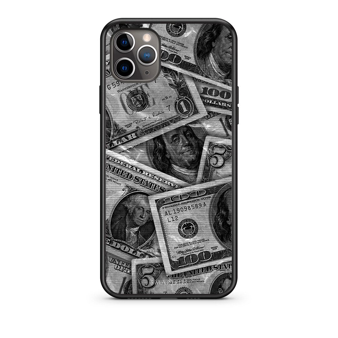 iPhone 11 Pro Max Money Dollars θήκη από τη Smartfits με σχέδιο στο πίσω μέρος και μαύρο περίβλημα | Smartphone case with colorful back and black bezels by Smartfits