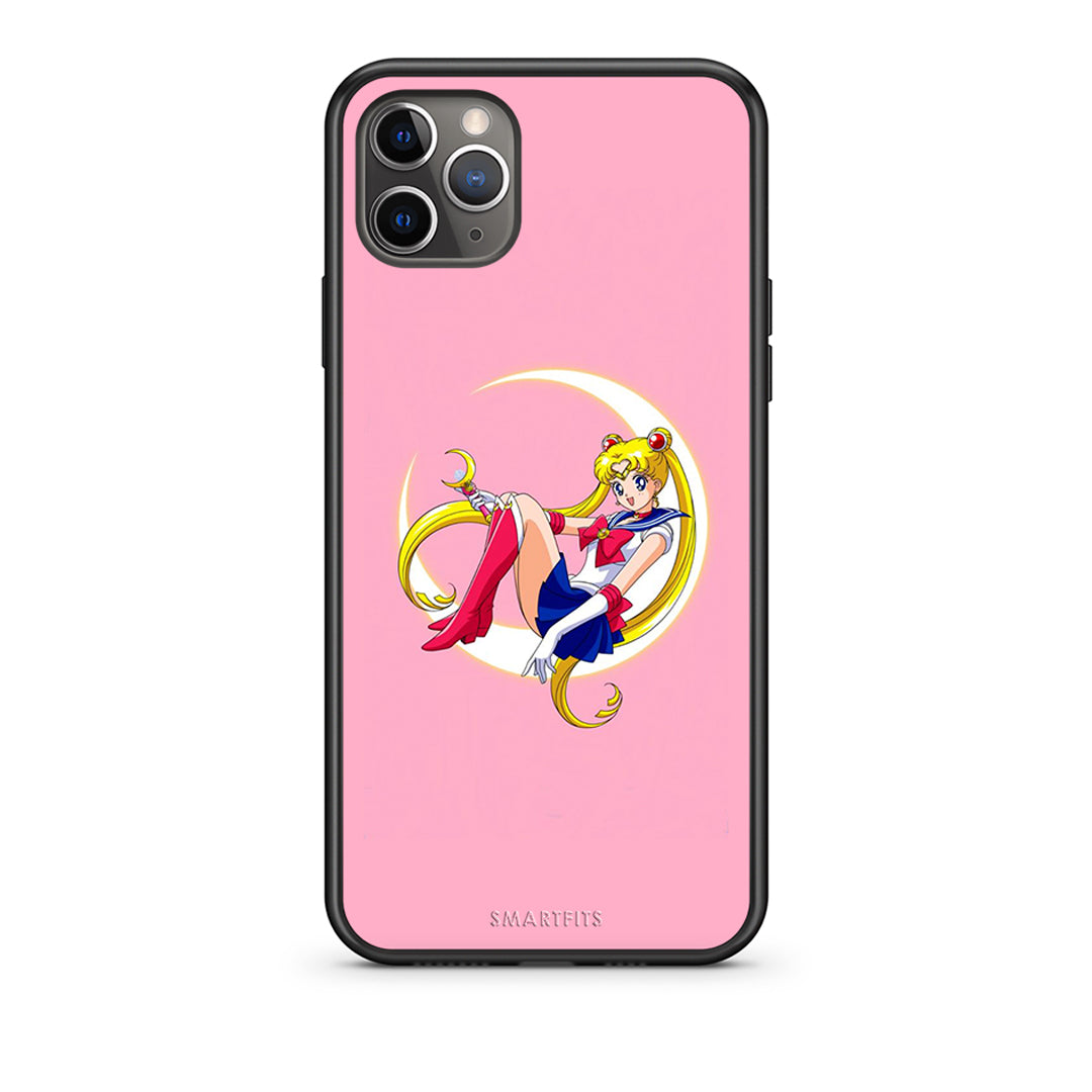 iPhone 11 Pro Max Moon Girl θήκη από τη Smartfits με σχέδιο στο πίσω μέρος και μαύρο περίβλημα | Smartphone case with colorful back and black bezels by Smartfits