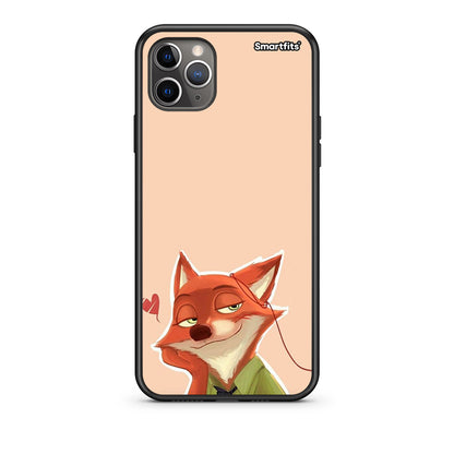 iPhone 11 Pro Nick Wilde And Judy Hopps Love 1 Θήκη από τη Smartfits με σχέδιο στο πίσω μέρος και μαύρο περίβλημα | Smartphone case with colorful back and black bezels by Smartfits