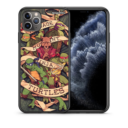 Θήκη iPhone 11 Pro Max Ninja Turtles από τη Smartfits με σχέδιο στο πίσω μέρος και μαύρο περίβλημα | iPhone 11 Pro Max Ninja Turtles case with colorful back and black bezels