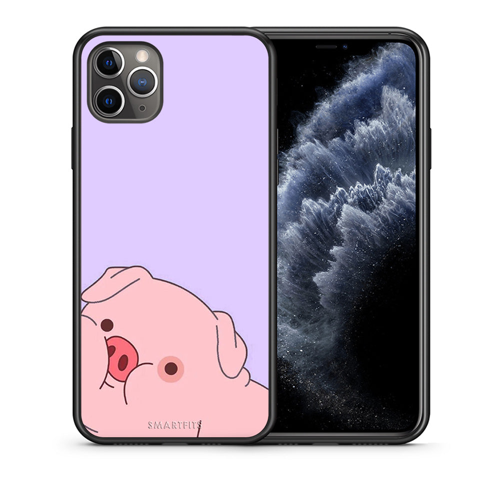 Θήκη Αγίου Βαλεντίνου iPhone 11 Pro Pig Love 2 από τη Smartfits με σχέδιο στο πίσω μέρος και μαύρο περίβλημα | iPhone 11 Pro Pig Love 2 case with colorful back and black bezels