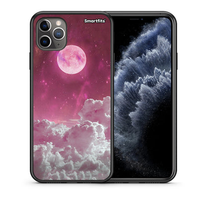 Θήκη iPhone 11 Pro Pink Moon από τη Smartfits με σχέδιο στο πίσω μέρος και μαύρο περίβλημα | iPhone 11 Pro Pink Moon case with colorful back and black bezels