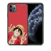 Thumbnail for Θήκη iPhone 11 Pro Max Pirate Luffy από τη Smartfits με σχέδιο στο πίσω μέρος και μαύρο περίβλημα | iPhone 11 Pro Max Pirate Luffy case with colorful back and black bezels