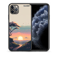 Thumbnail for Θήκη iPhone 11 Pro Max Pixel Sunset από τη Smartfits με σχέδιο στο πίσω μέρος και μαύρο περίβλημα | iPhone 11 Pro Max Pixel Sunset case with colorful back and black bezels