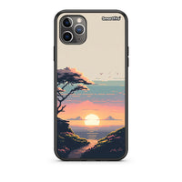 Thumbnail for iPhone 11 Pro Pixel Sunset Θήκη από τη Smartfits με σχέδιο στο πίσω μέρος και μαύρο περίβλημα | Smartphone case with colorful back and black bezels by Smartfits