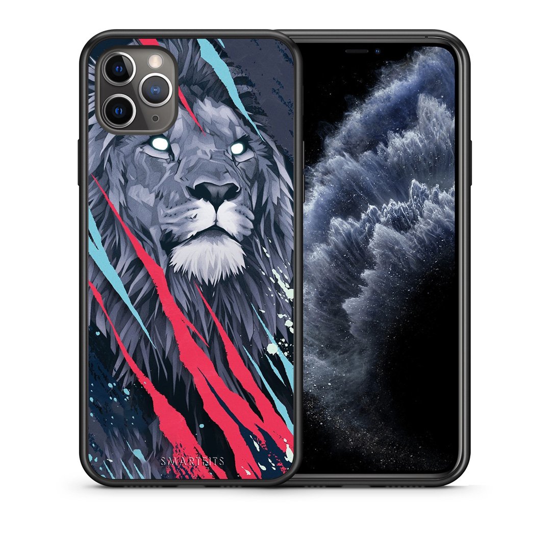 Θήκη iPhone 11 Pro Lion Designer PopArt από τη Smartfits με σχέδιο στο πίσω μέρος και μαύρο περίβλημα | iPhone 11 Pro Lion Designer PopArt case with colorful back and black bezels