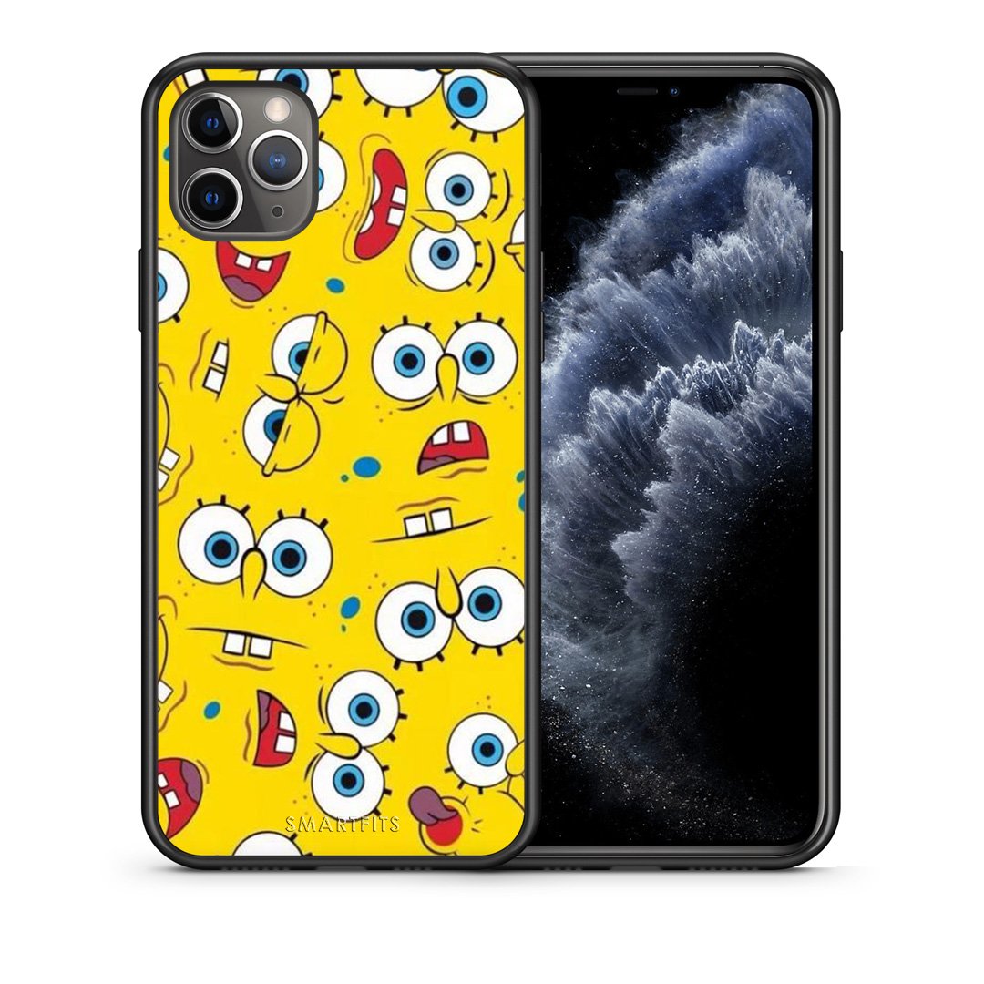 Θήκη iPhone 11 Pro Sponge PopArt από τη Smartfits με σχέδιο στο πίσω μέρος και μαύρο περίβλημα | iPhone 11 Pro Sponge PopArt case with colorful back and black bezels