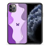 Thumbnail for Θήκη Αγίου Βαλεντίνου iPhone 11 Pro Purple Mariposa από τη Smartfits με σχέδιο στο πίσω μέρος και μαύρο περίβλημα | iPhone 11 Pro Purple Mariposa case with colorful back and black bezels