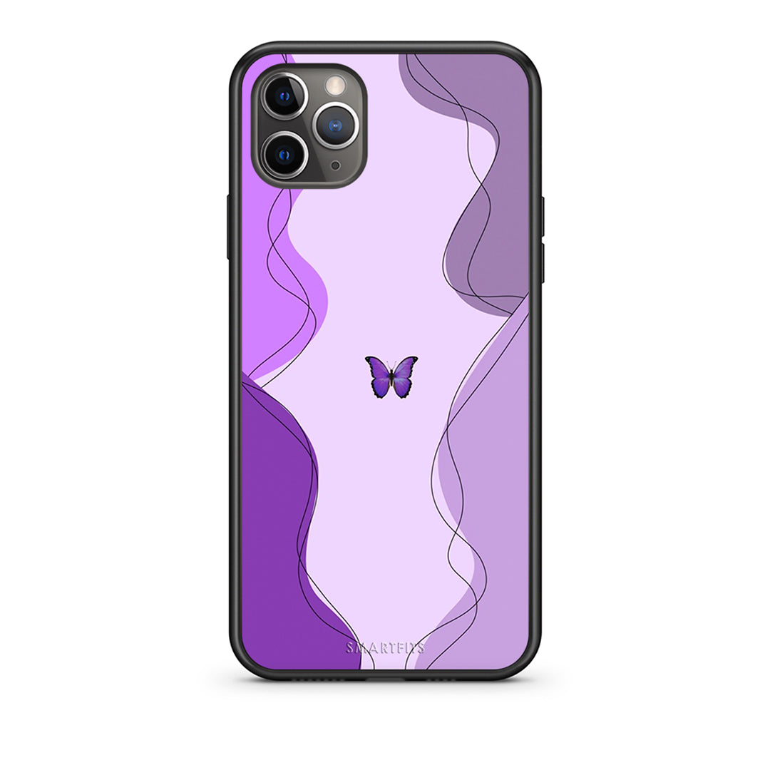 iPhone 11 Pro Purple Mariposa Θήκη Αγίου Βαλεντίνου από τη Smartfits με σχέδιο στο πίσω μέρος και μαύρο περίβλημα | Smartphone case with colorful back and black bezels by Smartfits