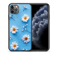 Thumbnail for Θήκη iPhone 11 Pro Real Daisies από τη Smartfits με σχέδιο στο πίσω μέρος και μαύρο περίβλημα | iPhone 11 Pro Real Daisies case with colorful back and black bezels