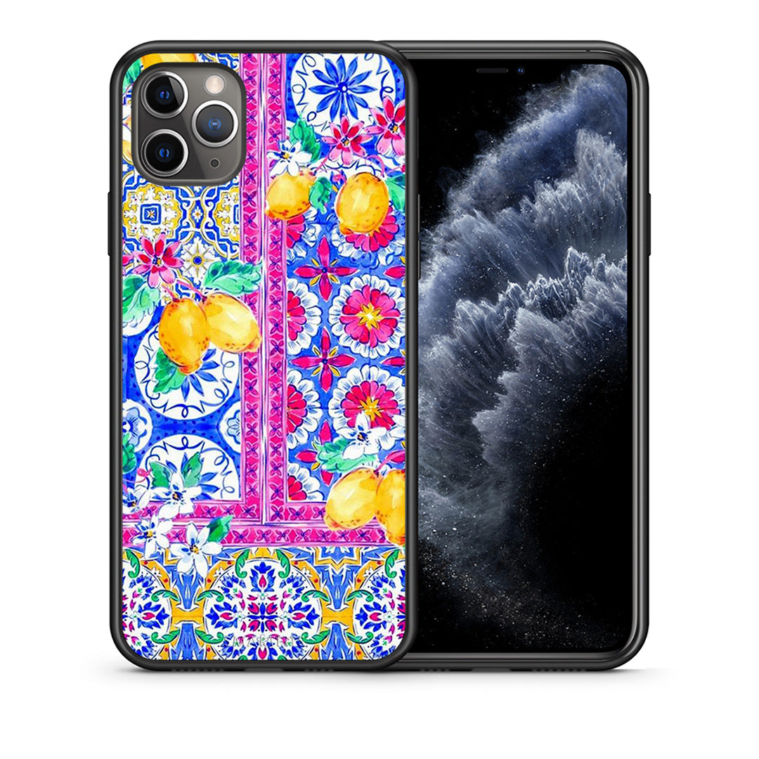 Θήκη iPhone 11 Pro Retro Spring από τη Smartfits με σχέδιο στο πίσω μέρος και μαύρο περίβλημα | iPhone 11 Pro Retro Spring case with colorful back and black bezels