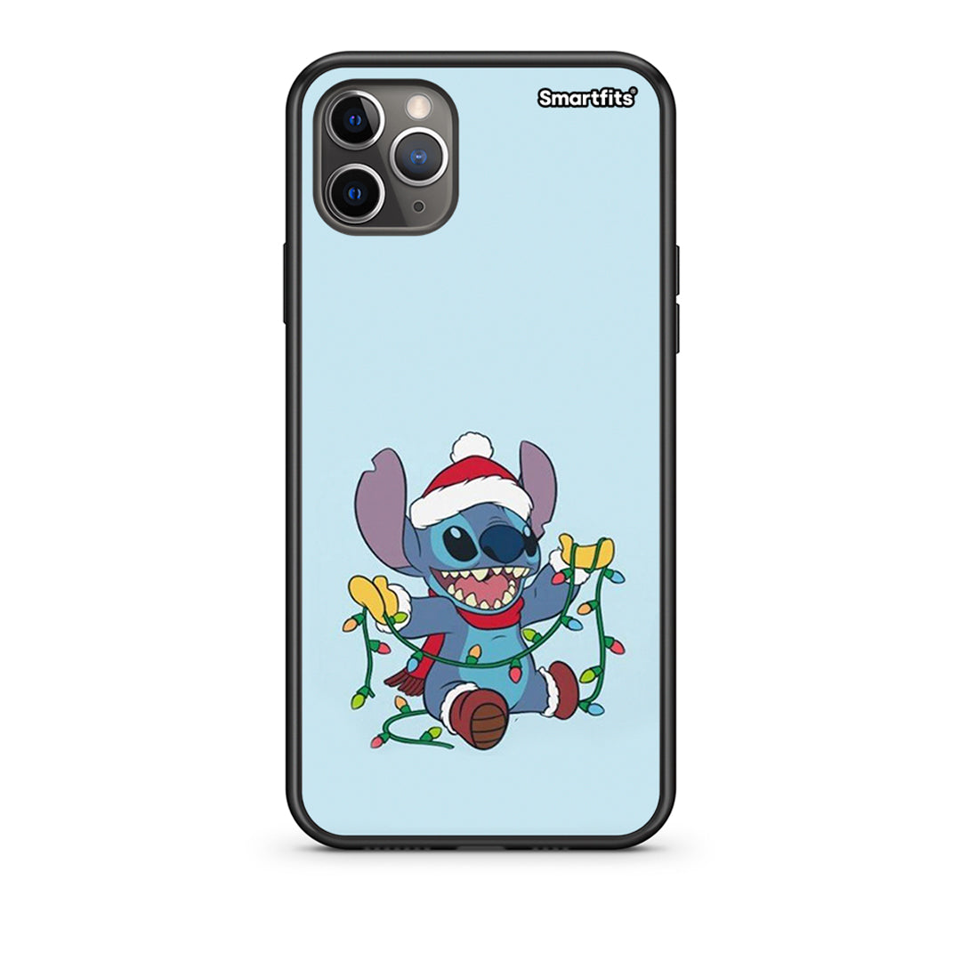 iPhone 11 Pro Max Santa Stich θήκη από τη Smartfits με σχέδιο στο πίσω μέρος και μαύρο περίβλημα | Smartphone case with colorful back and black bezels by Smartfits