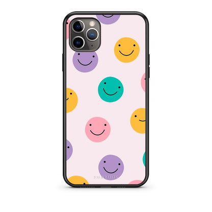 iPhone 11 Pro Max Smiley Faces θήκη από τη Smartfits με σχέδιο στο πίσω μέρος και μαύρο περίβλημα | Smartphone case with colorful back and black bezels by Smartfits