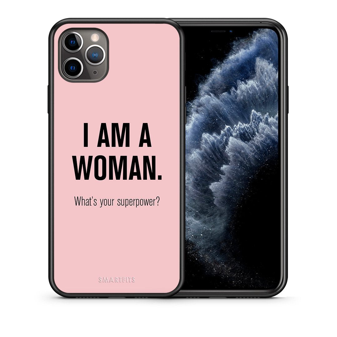 Θήκη iPhone 11 Pro Max Superpower Woman από τη Smartfits με σχέδιο στο πίσω μέρος και μαύρο περίβλημα | iPhone 11 Pro Max Superpower Woman case with colorful back and black bezels