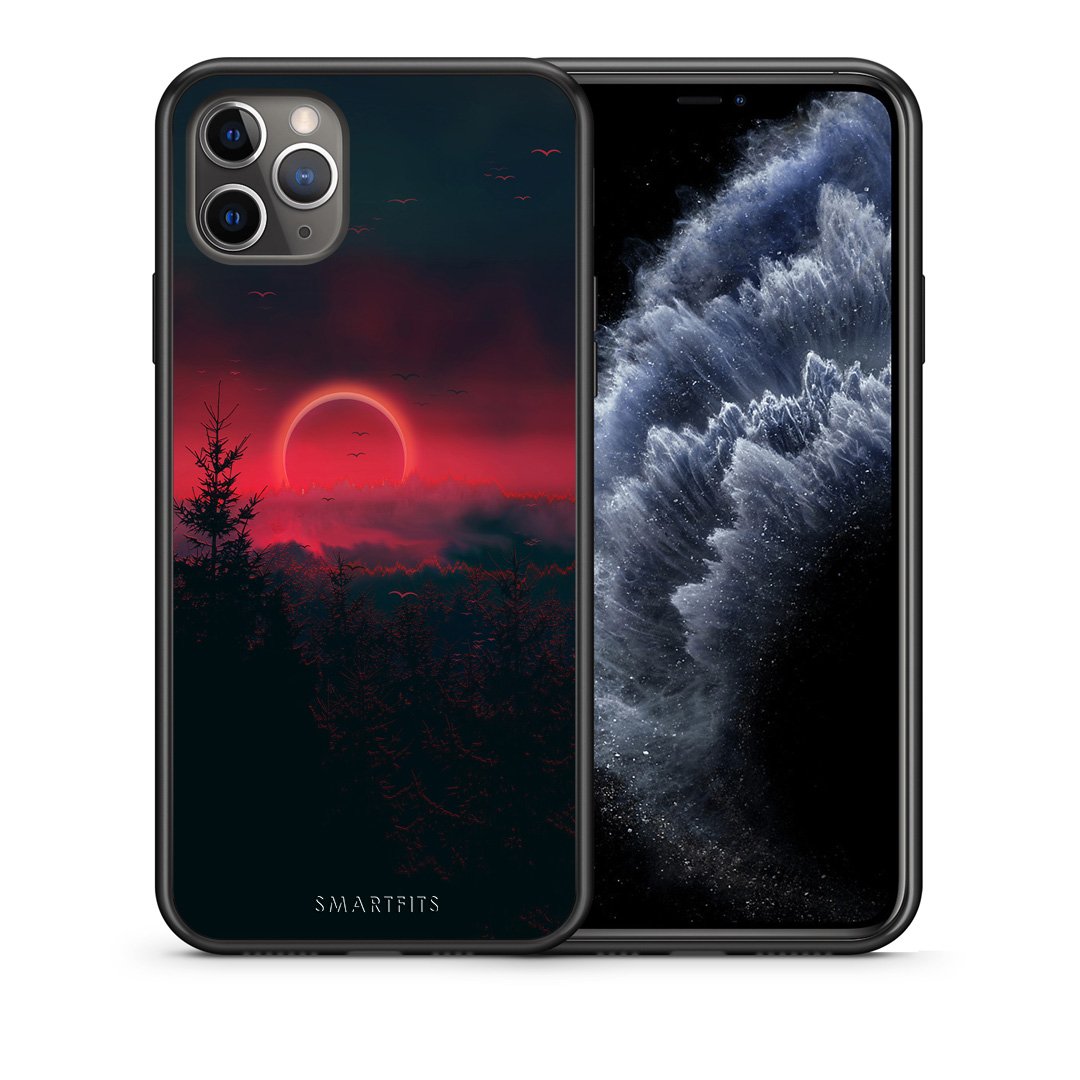 Θήκη iPhone 11 Pro Sunset Tropic από τη Smartfits με σχέδιο στο πίσω μέρος και μαύρο περίβλημα | iPhone 11 Pro Sunset Tropic case with colorful back and black bezels