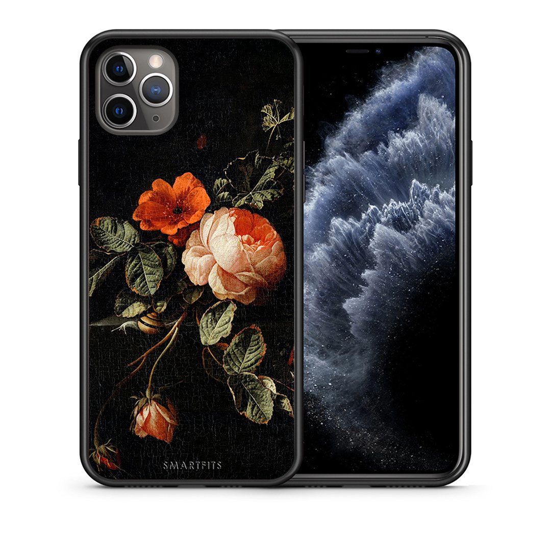 Θήκη iPhone 11 Pro Vintage Roses από τη Smartfits με σχέδιο στο πίσω μέρος και μαύρο περίβλημα | iPhone 11 Pro Vintage Roses case with colorful back and black bezels