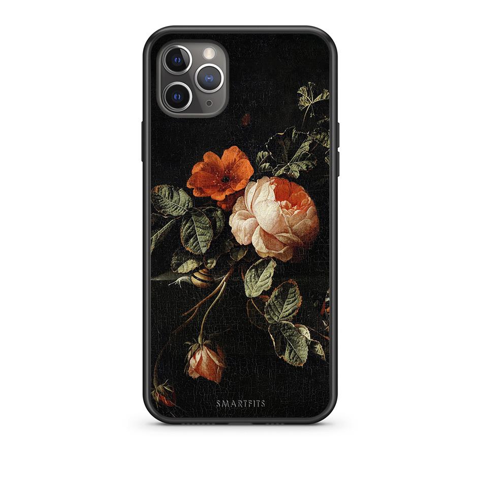iPhone 11 Pro Max Vintage Roses θήκη από τη Smartfits με σχέδιο στο πίσω μέρος και μαύρο περίβλημα | Smartphone case with colorful back and black bezels by Smartfits