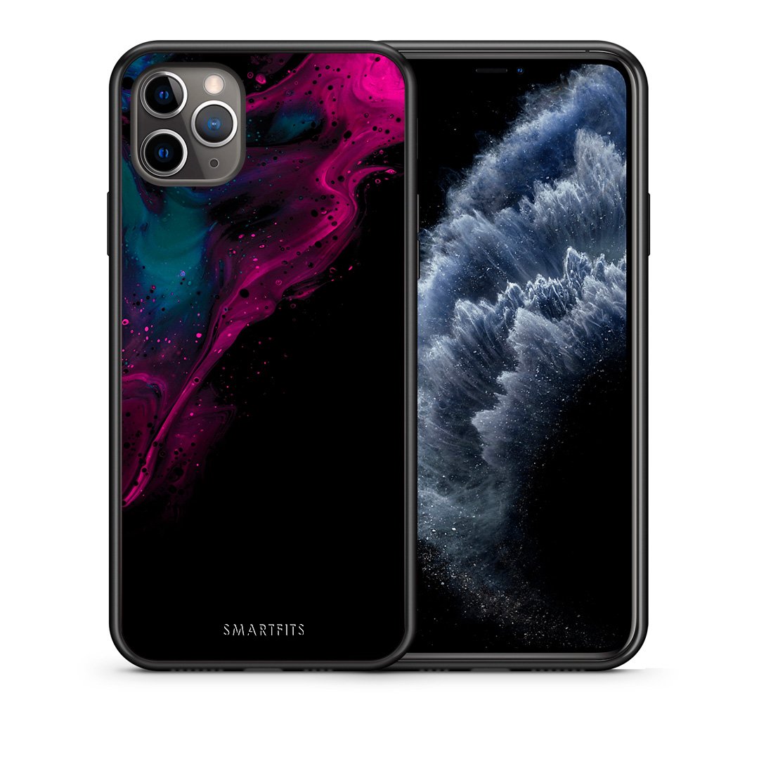 Θήκη iPhone 11 Pro Pink Black Watercolor από τη Smartfits με σχέδιο στο πίσω μέρος και μαύρο περίβλημα | iPhone 11 Pro Pink Black Watercolor case with colorful back and black bezels