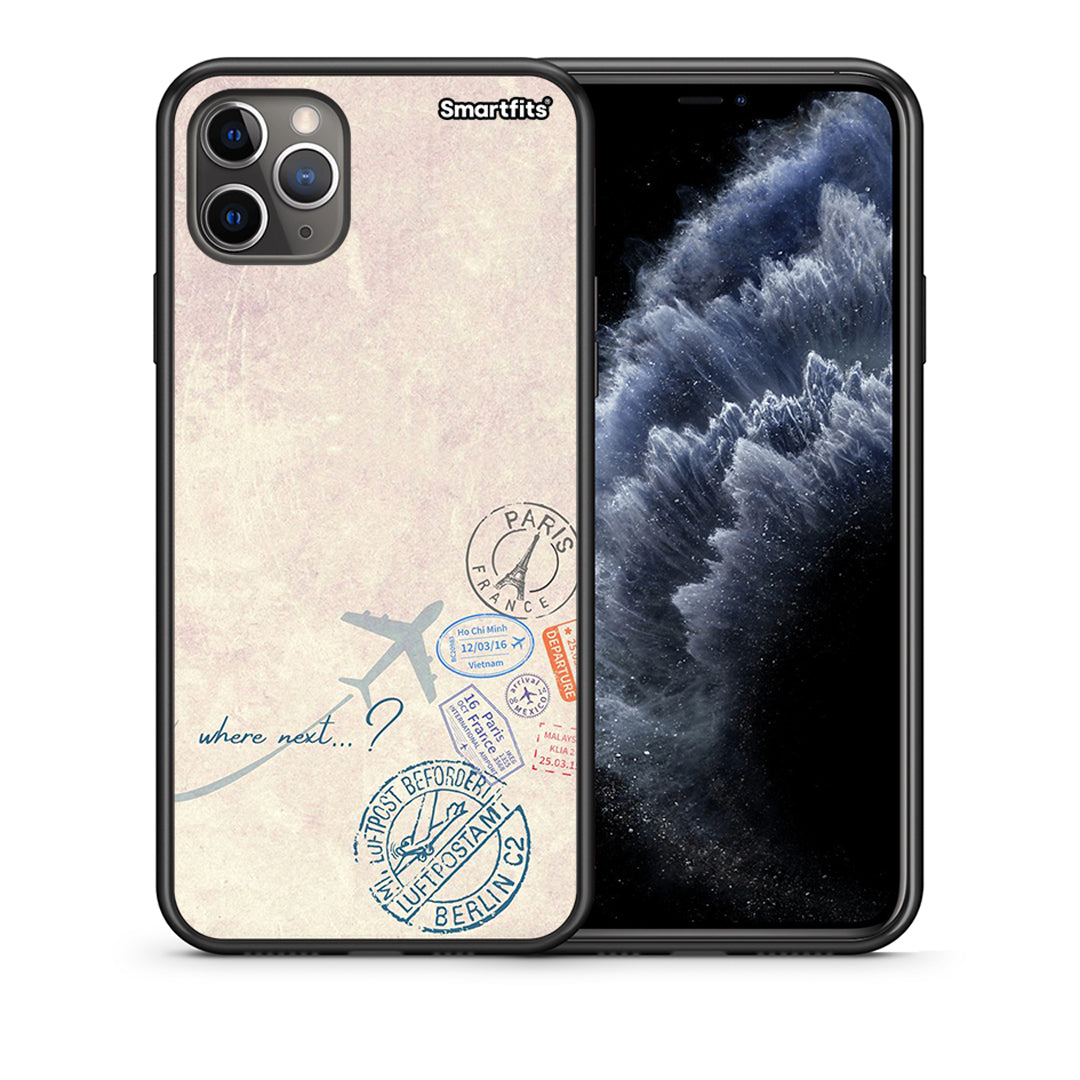 Θήκη iPhone 11 Pro Where Next από τη Smartfits με σχέδιο στο πίσω μέρος και μαύρο περίβλημα | iPhone 11 Pro Where Next case with colorful back and black bezels