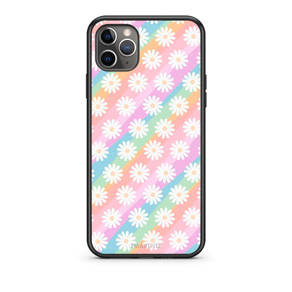 iPhone 11 Pro White Daisies θήκη από τη Smartfits με σχέδιο στο πίσω μέρος και μαύρο περίβλημα | Smartphone case with colorful back and black bezels by Smartfits