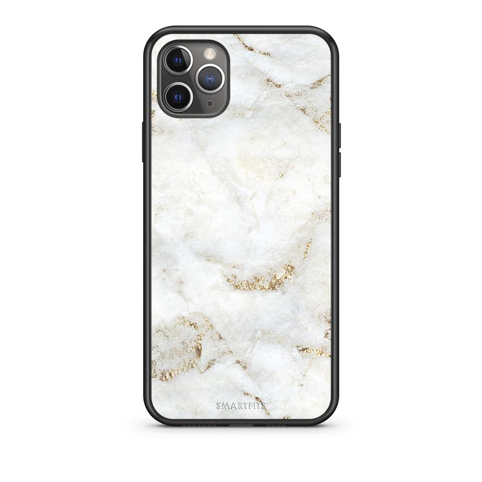iPhone 11 Pro Max White Gold Marble θήκη από τη Smartfits με σχέδιο στο πίσω μέρος και μαύρο περίβλημα | Smartphone case with colorful back and black bezels by Smartfits