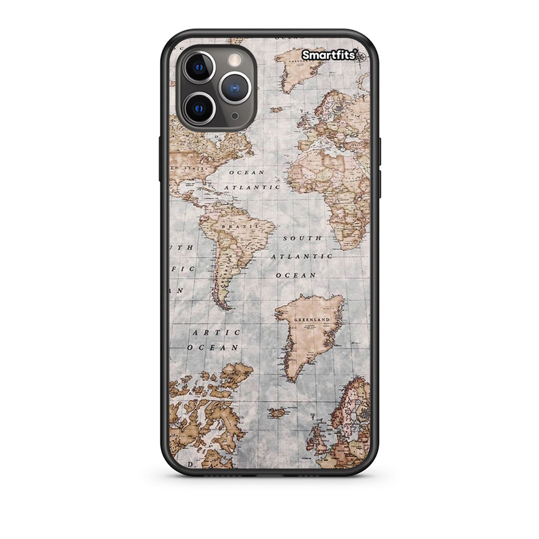 iPhone 11 Pro World Map Θήκη από τη Smartfits με σχέδιο στο πίσω μέρος και μαύρο περίβλημα | Smartphone case with colorful back and black bezels by Smartfits