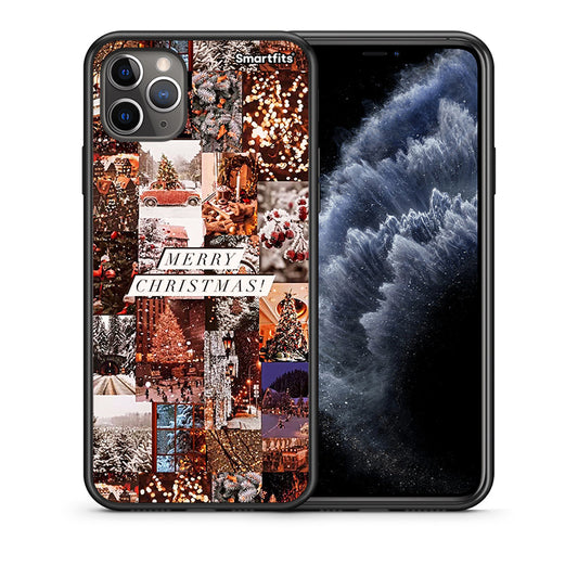 Θήκη iPhone 11 Pro Max Xmas Collage από τη Smartfits με σχέδιο στο πίσω μέρος και μαύρο περίβλημα | iPhone 11 Pro Max Xmas Collage case with colorful back and black bezels