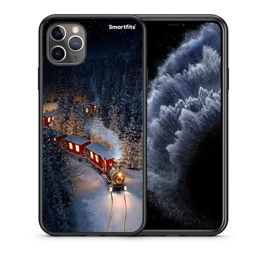 Θήκη iPhone 11 Pro Xmas Train από τη Smartfits με σχέδιο στο πίσω μέρος και μαύρο περίβλημα | iPhone 11 Pro Xmas Train case with colorful back and black bezels