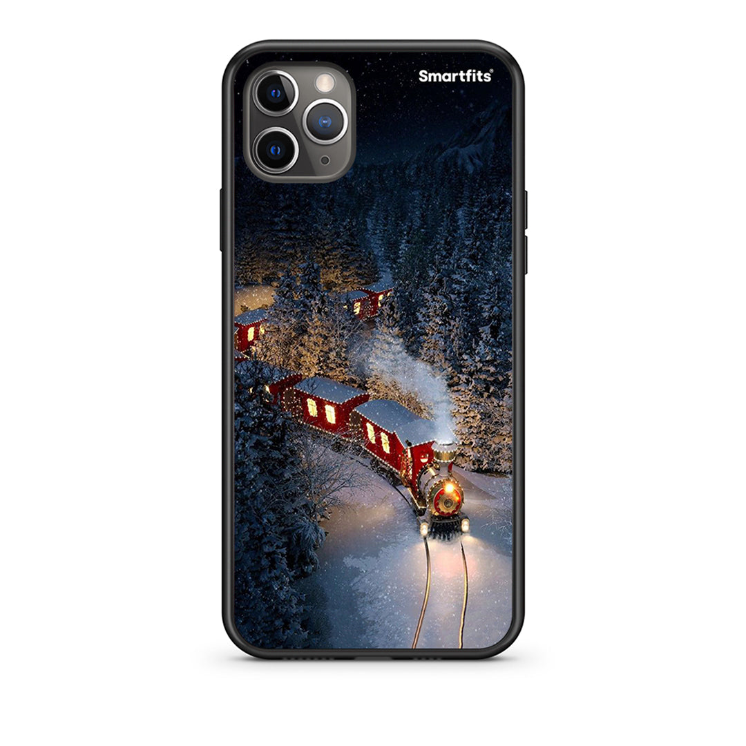iPhone 11 Pro Max Xmas Train θήκη από τη Smartfits με σχέδιο στο πίσω μέρος και μαύρο περίβλημα | Smartphone case with colorful back and black bezels by Smartfits