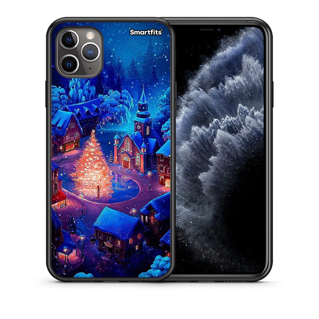 Θήκη iPhone 11 Pro Max Xmas Village από τη Smartfits με σχέδιο στο πίσω μέρος και μαύρο περίβλημα | iPhone 11 Pro Max Xmas Village case with colorful back and black bezels
