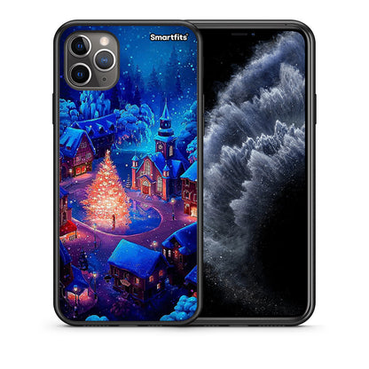 Θήκη iPhone 11 Pro Max Xmas Village από τη Smartfits με σχέδιο στο πίσω μέρος και μαύρο περίβλημα | iPhone 11 Pro Max Xmas Village case with colorful back and black bezels