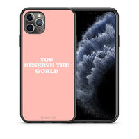 Thumbnail for Θήκη Αγίου Βαλεντίνου iPhone 11 Pro You Deserve The World από τη Smartfits με σχέδιο στο πίσω μέρος και μαύρο περίβλημα | iPhone 11 Pro You Deserve The World case with colorful back and black bezels