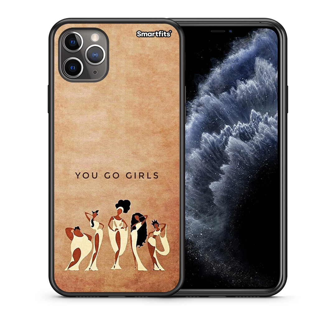 Θήκη iPhone 11 Pro You Go Girl από τη Smartfits με σχέδιο στο πίσω μέρος και μαύρο περίβλημα | iPhone 11 Pro You Go Girl case with colorful back and black bezels