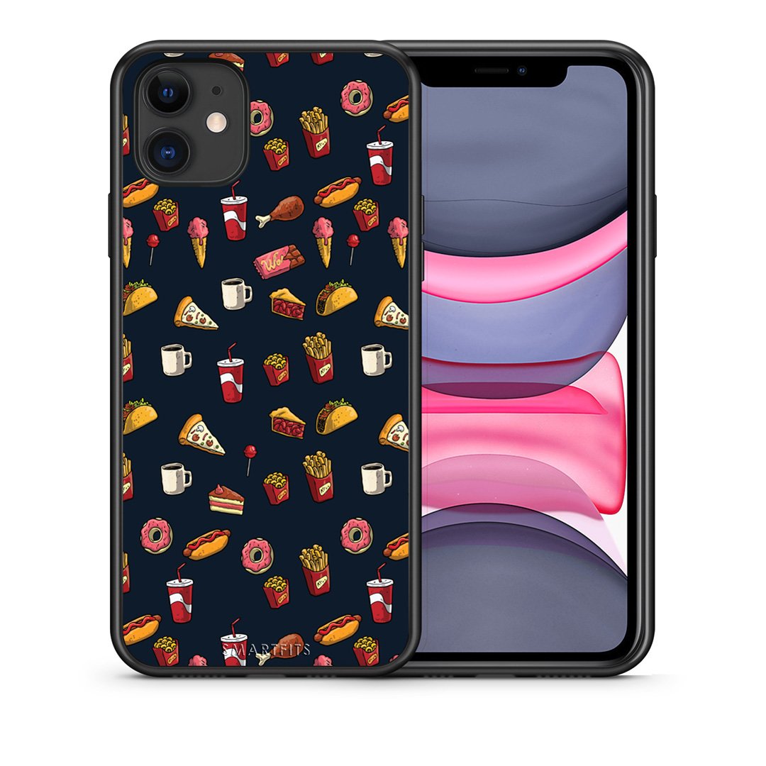 Θήκη iPhone 11 Hungry Random από τη Smartfits με σχέδιο στο πίσω μέρος και μαύρο περίβλημα | iPhone 11 Hungry Random case with colorful back and black bezels