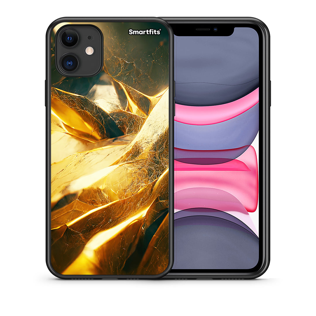 Θήκη iPhone 11 Real Gold από τη Smartfits με σχέδιο στο πίσω μέρος και μαύρο περίβλημα | iPhone 11 Real Gold case with colorful back and black bezels