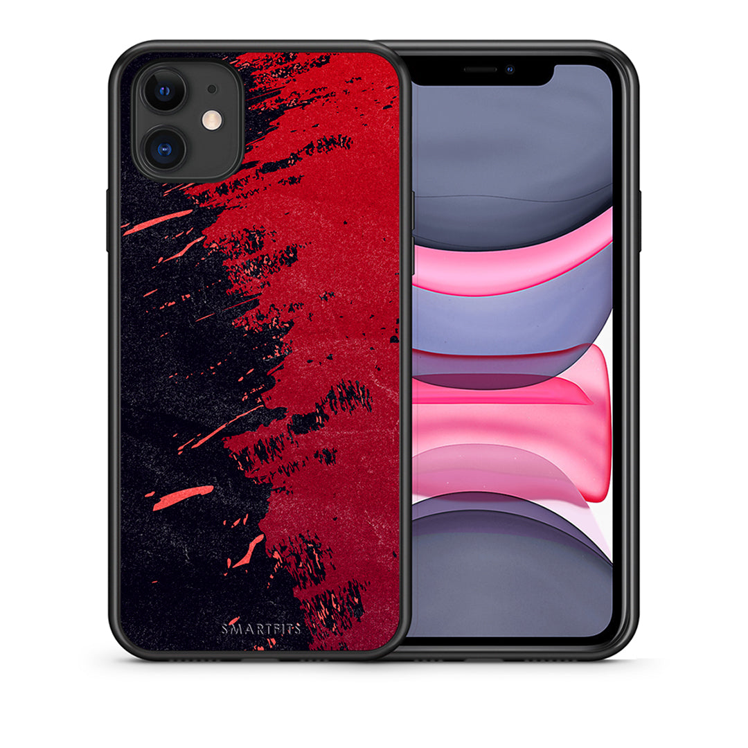 Θήκη Αγίου Βαλεντίνου iPhone 11 Red Paint από τη Smartfits με σχέδιο στο πίσω μέρος και μαύρο περίβλημα | iPhone 11 Red Paint case with colorful back and black bezels