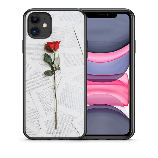 Θήκη iPhone 11 Red Rose από τη Smartfits με σχέδιο στο πίσω μέρος και μαύρο περίβλημα | iPhone 11 Red Rose case with colorful back and black bezels