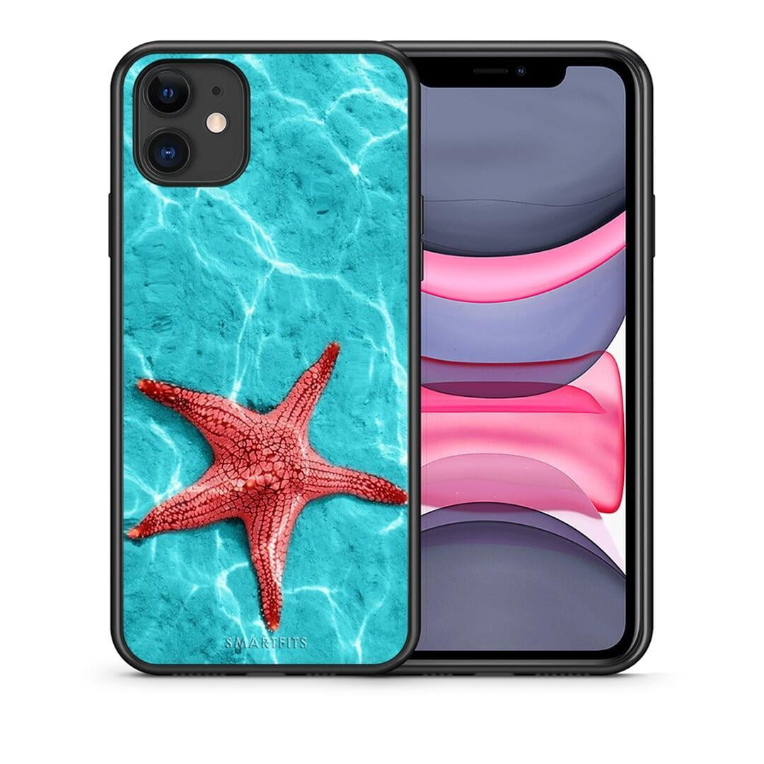 Θήκη iPhone 11 Red Starfish από τη Smartfits με σχέδιο στο πίσω μέρος και μαύρο περίβλημα | iPhone 11 Red Starfish case with colorful back and black bezels