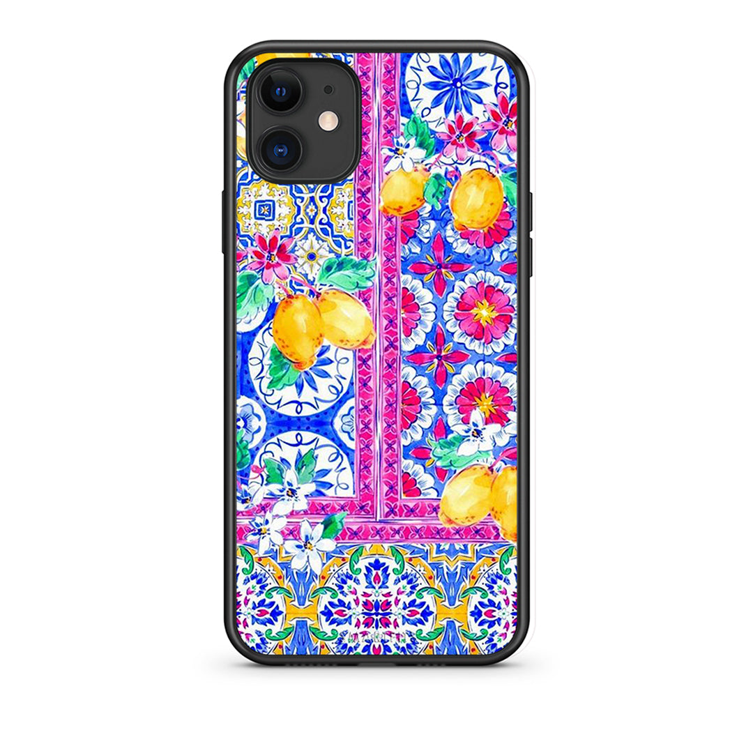 iPhone 11 Retro Spring θήκη από τη Smartfits με σχέδιο στο πίσω μέρος και μαύρο περίβλημα | Smartphone case with colorful back and black bezels by Smartfits