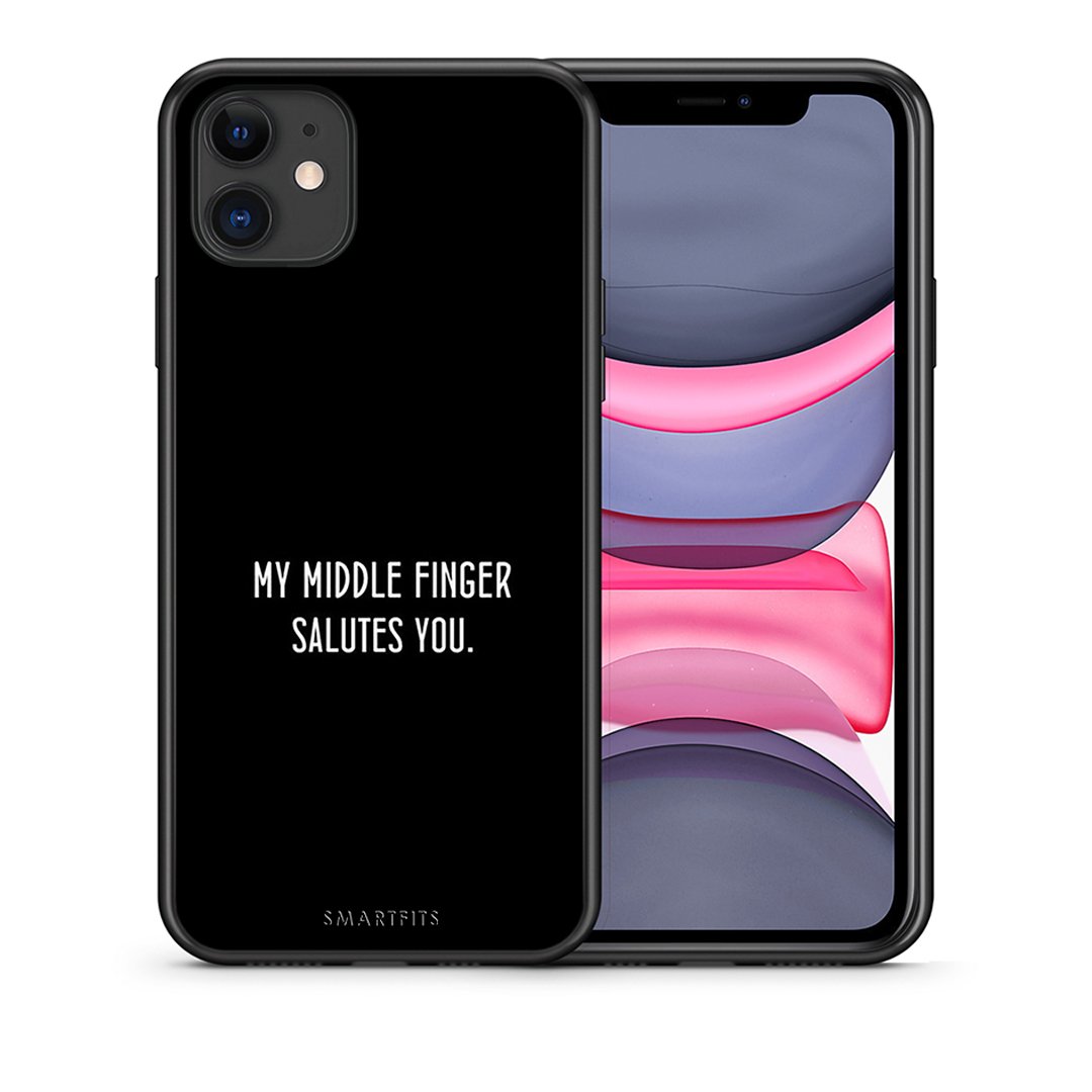 Θήκη iPhone 11 Salute από τη Smartfits με σχέδιο στο πίσω μέρος και μαύρο περίβλημα | iPhone 11 Salute case with colorful back and black bezels