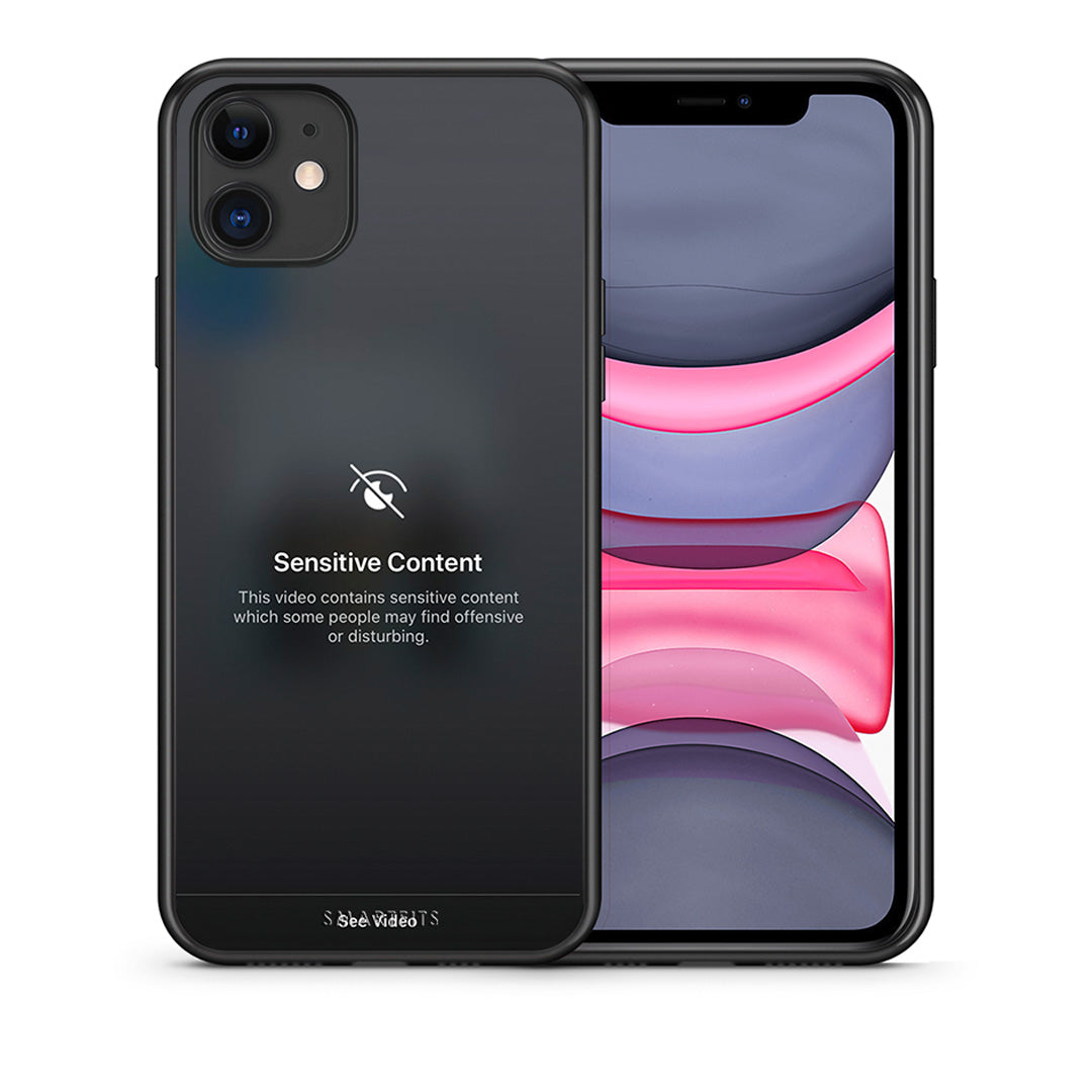 Θήκη iPhone 11 Sensitive Content από τη Smartfits με σχέδιο στο πίσω μέρος και μαύρο περίβλημα | iPhone 11 Sensitive Content case with colorful back and black bezels