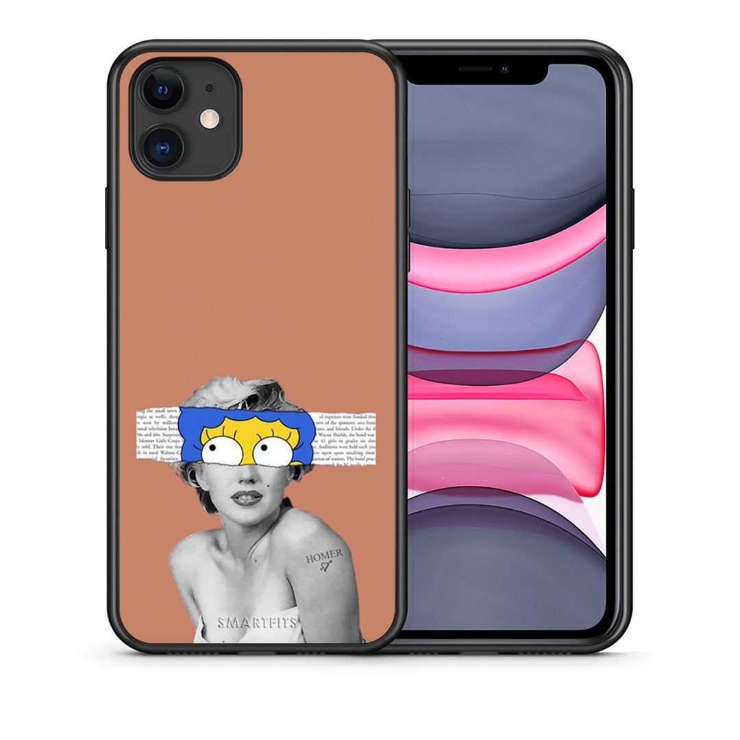 Θήκη iPhone 11 Sim Merilyn από τη Smartfits με σχέδιο στο πίσω μέρος και μαύρο περίβλημα | iPhone 11 Sim Merilyn case with colorful back and black bezels