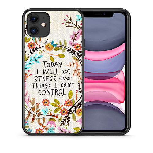 Θήκη iPhone 11 Stress Over από τη Smartfits με σχέδιο στο πίσω μέρος και μαύρο περίβλημα | iPhone 11 Stress Over case with colorful back and black bezels