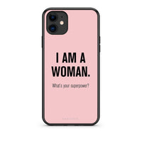 Thumbnail for iPhone 11 Superpower Woman θήκη από τη Smartfits με σχέδιο στο πίσω μέρος και μαύρο περίβλημα | Smartphone case with colorful back and black bezels by Smartfits