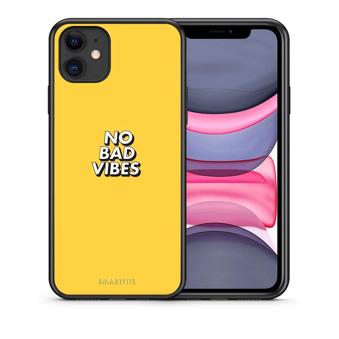 Θήκη iPhone 11 Vibes Text από τη Smartfits με σχέδιο στο πίσω μέρος και μαύρο περίβλημα | iPhone 11 Vibes Text case with colorful back and black bezels