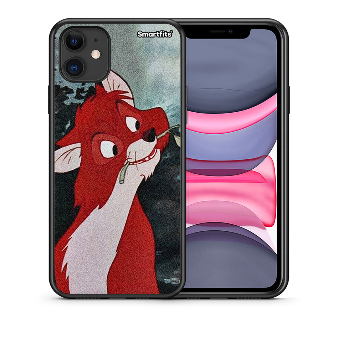 Θήκη iPhone 11 Tod And Vixey Love 1 από τη Smartfits με σχέδιο στο πίσω μέρος και μαύρο περίβλημα | iPhone 11 Tod And Vixey Love 1 case with colorful back and black bezels