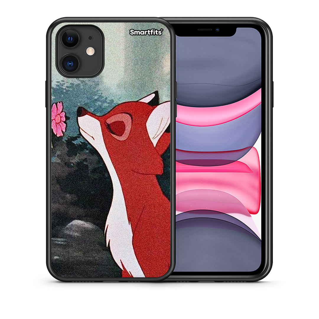 Θήκη iPhone 11 Tod And Vixey Love 2 από τη Smartfits με σχέδιο στο πίσω μέρος και μαύρο περίβλημα | iPhone 11 Tod And Vixey Love 2 case with colorful back and black bezels