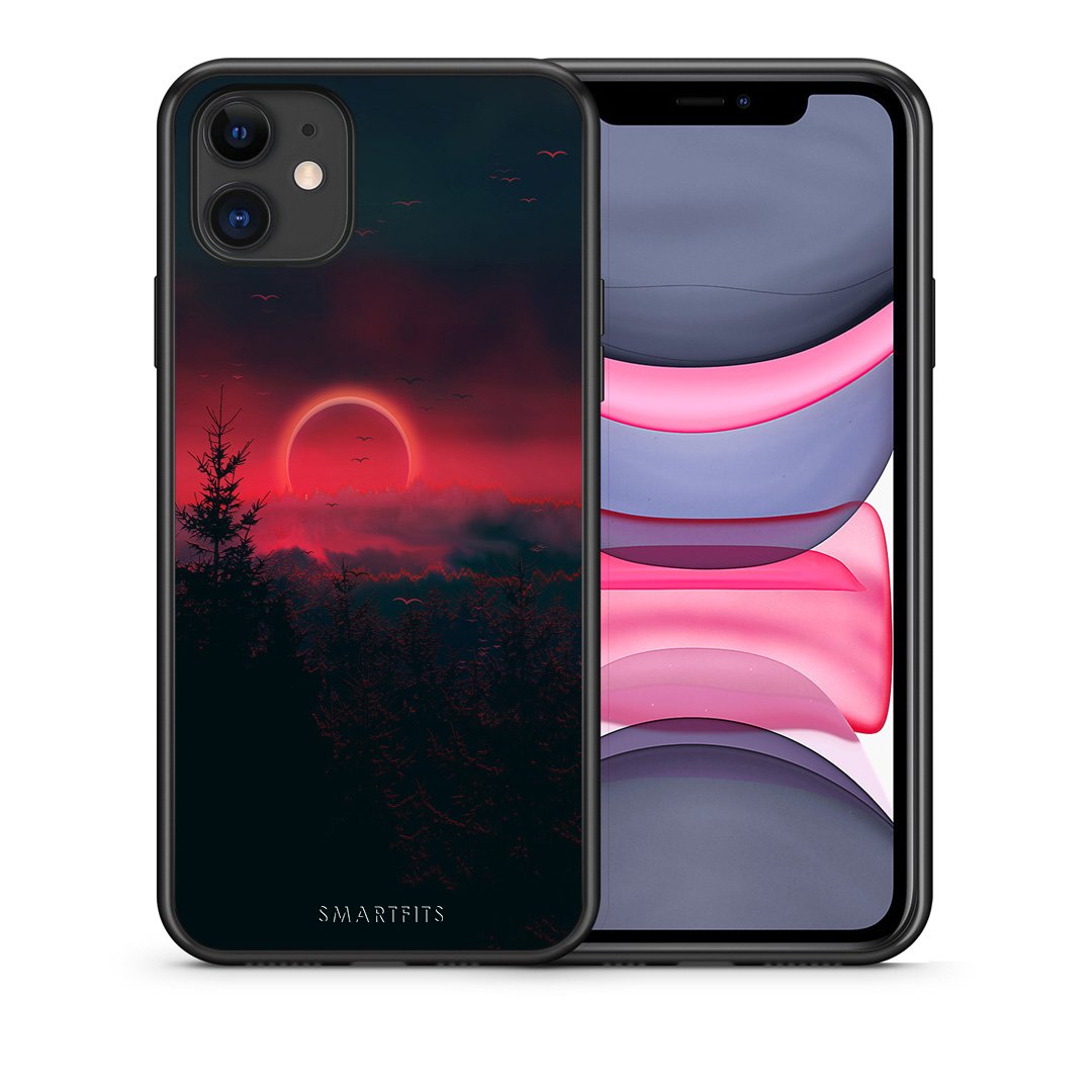 Θήκη iPhone 11 Sunset Tropic από τη Smartfits με σχέδιο στο πίσω μέρος και μαύρο περίβλημα | iPhone 11 Sunset Tropic case with colorful back and black bezels