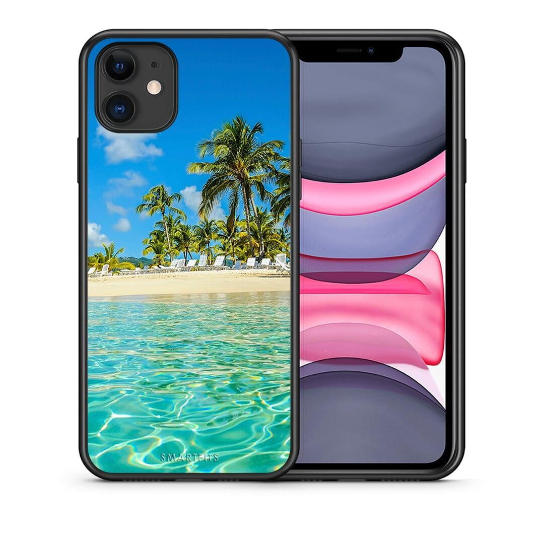 Θήκη iPhone 11 Tropical Vibes από τη Smartfits με σχέδιο στο πίσω μέρος και μαύρο περίβλημα | iPhone 11 Tropical Vibes case with colorful back and black bezels